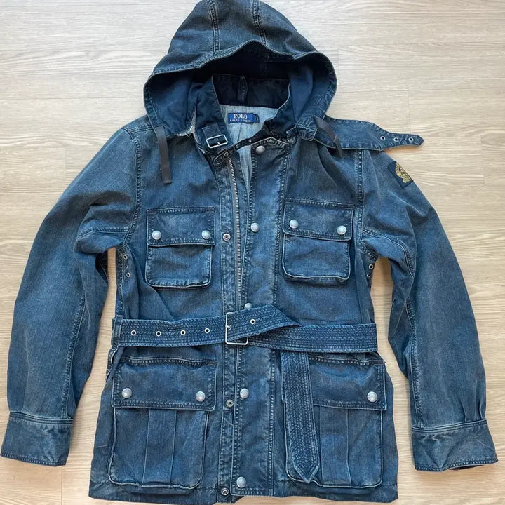 [BUNJANG] Polo Belted Denim Jacket / 폴로 벨티드 데님 자켓 야상 바이커