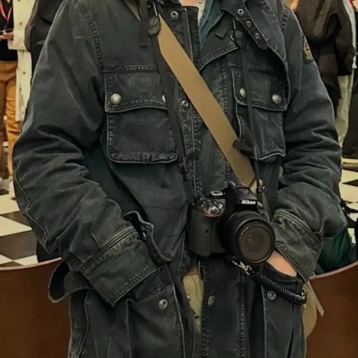 [BUNJANG] Polo Belted Denim Jacket / 폴로 벨티드 데님 자켓 야상 바이커