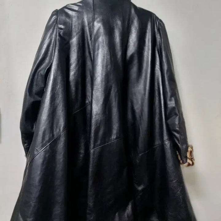 [BUNJANG] ELIZABETH DAY Italian Leather Leopard Fur Coat / ELIZABETH DAY 이태리 레더 블랙 호피퍼 코트