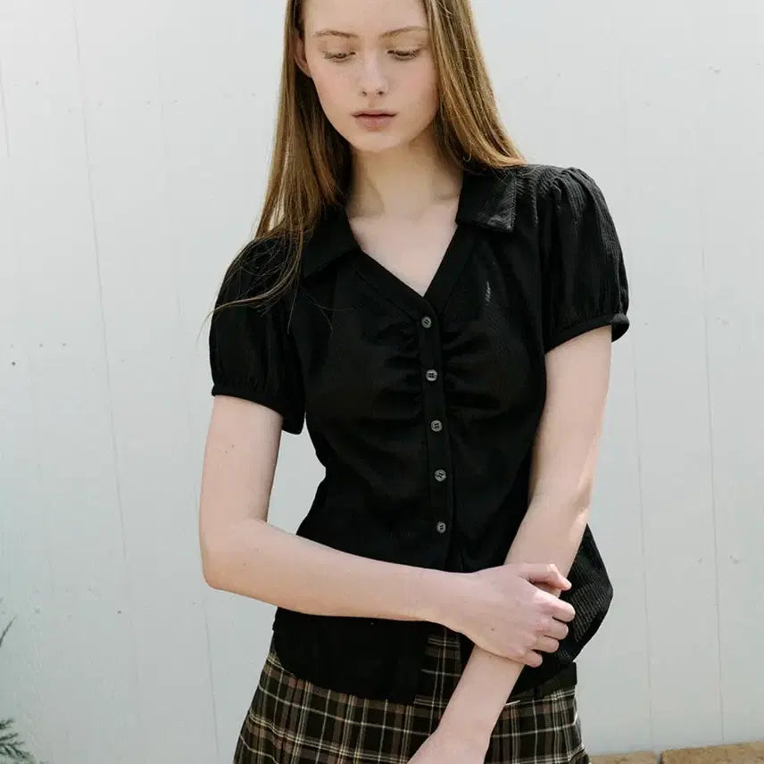 [BUNJANG] RoLaRoLa Slim Collar Blouse / 로라로라 슬림 카라 블라우스