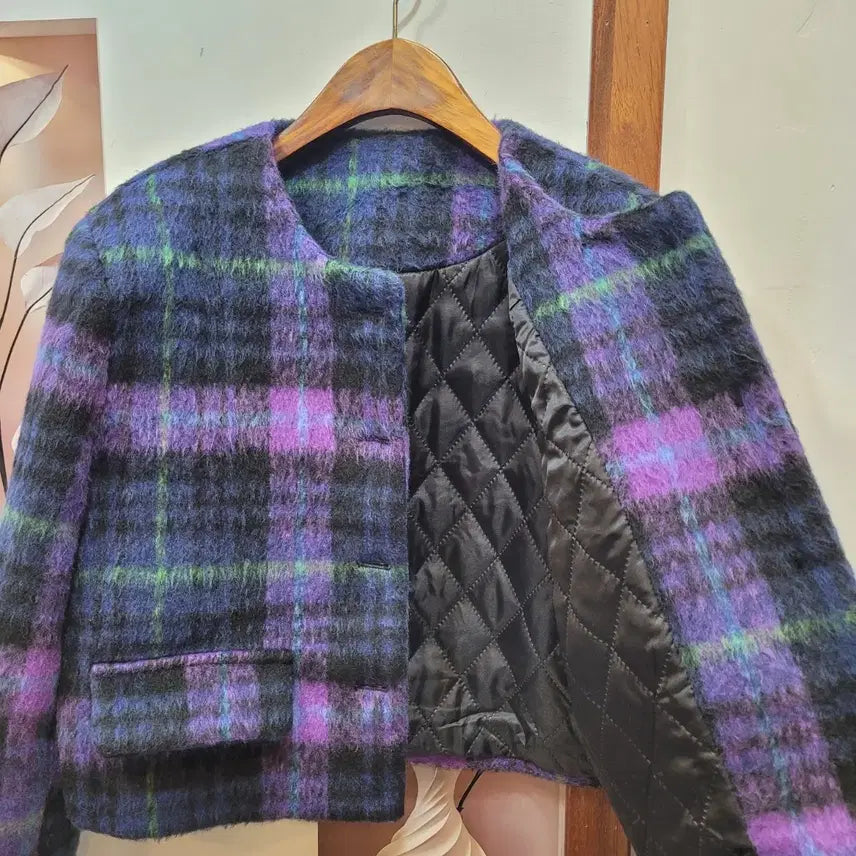[BUNJANG] Dumble Check Cropped Jacket / 덤블 체크 크롭 자켓