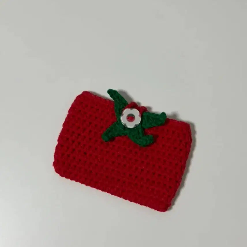 [BUNJANG] Handmade Tomato Knitted Card Wallet / (새상품)핸드메이드 토마토 뜨개 카드지갑