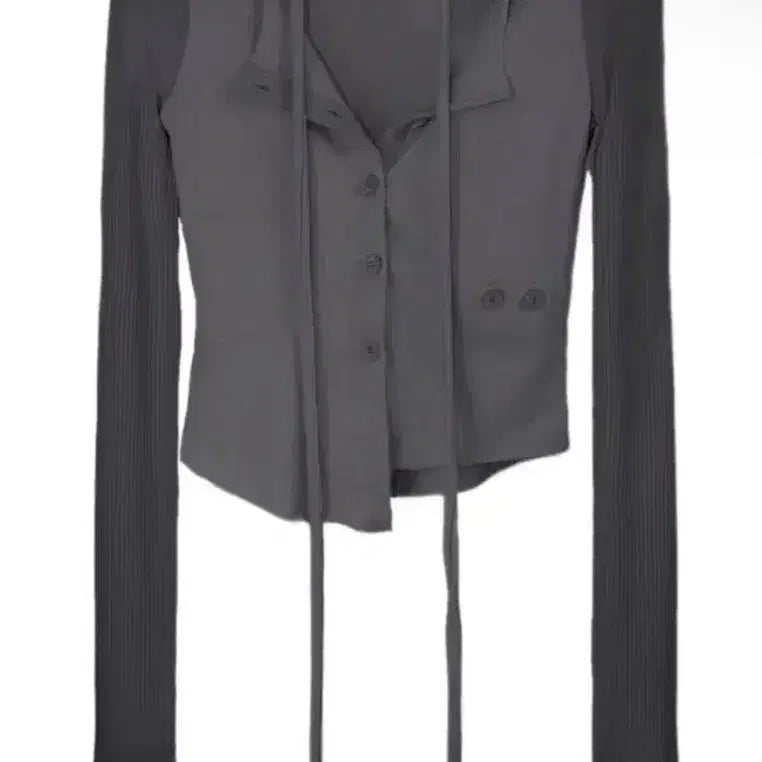 [BUNJANG] Bonne Charcoal Long-Sleeve Muffler Top / 본네 머플러탑 긴팔티셔츠 차콜