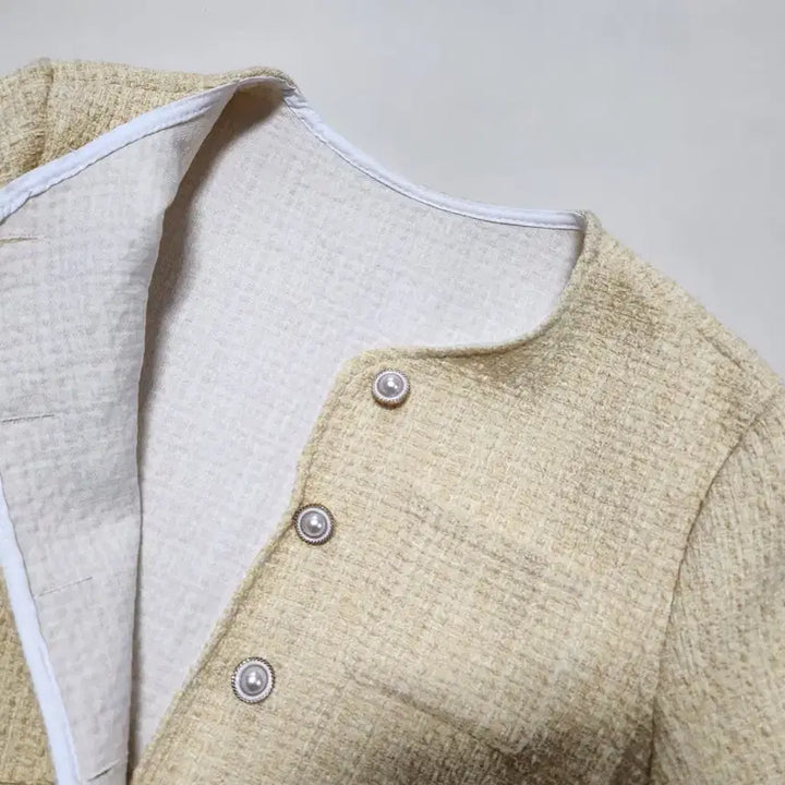 [BUNJANG] Unworn Yellow Tweed Jacket / 미착용)연 노란색 계열 트위드 자켓