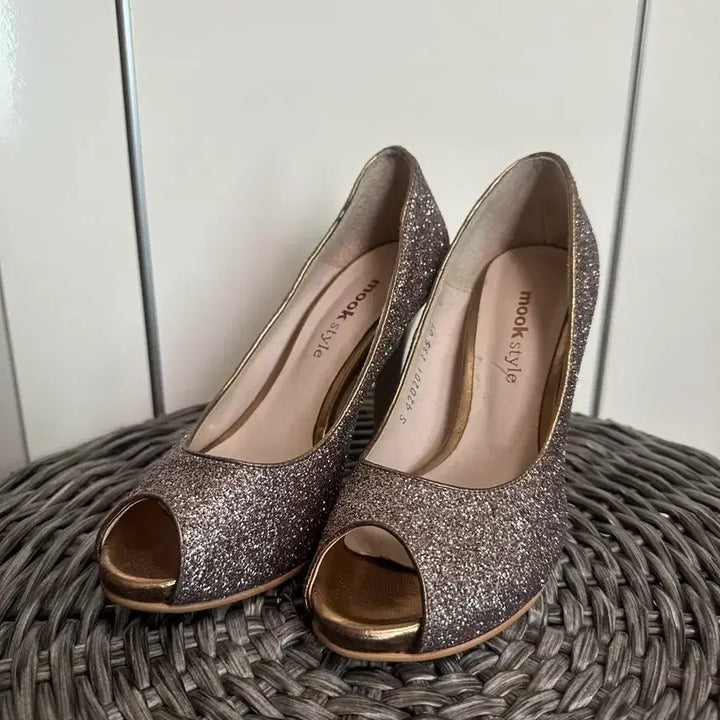 [BUNJANG] Mook Style Glitter Open Toe Pumps / mook style 무크 글리터 오픈토펌프