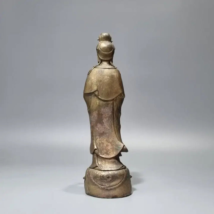 [SOLD OUT] 골동품 황동 관세음보살 입상 불상 조각상. 고35.5