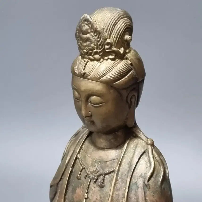 [SOLD OUT] 골동품 황동 관세음보살 입상 불상 조각상. 고35.5