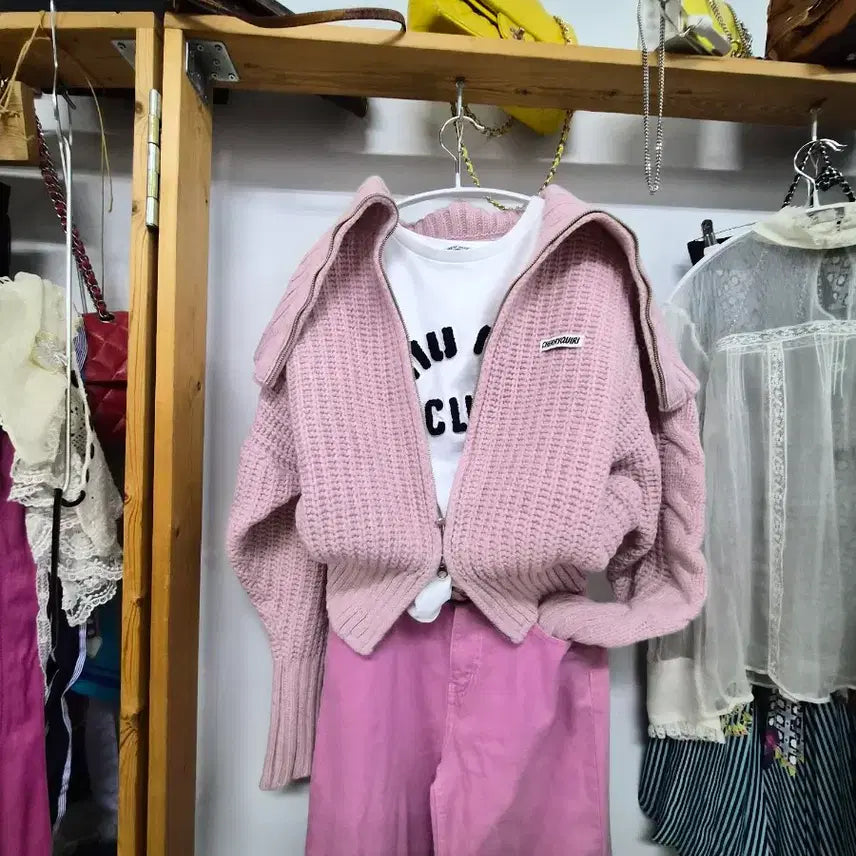 [BUNJANG] Cherrykuri Sailor Knit Zip-up / 체리퀴리  쎄일러 니트 집업