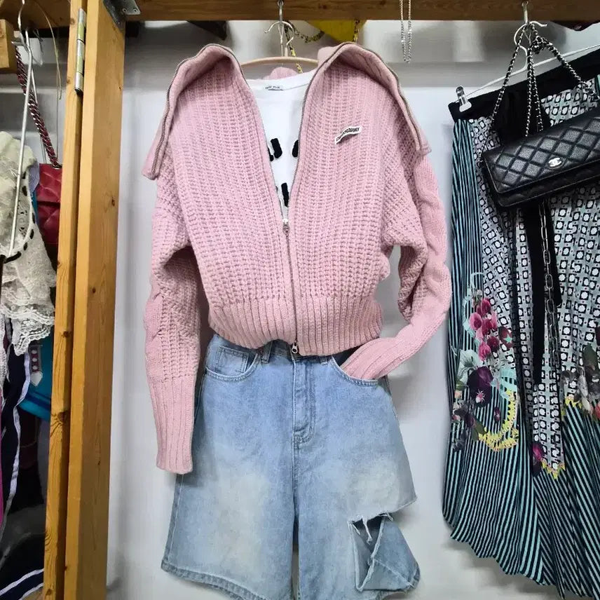 [BUNJANG] Cherrykuri Sailor Knit Zip-up / 체리퀴리  쎄일러 니트 집업