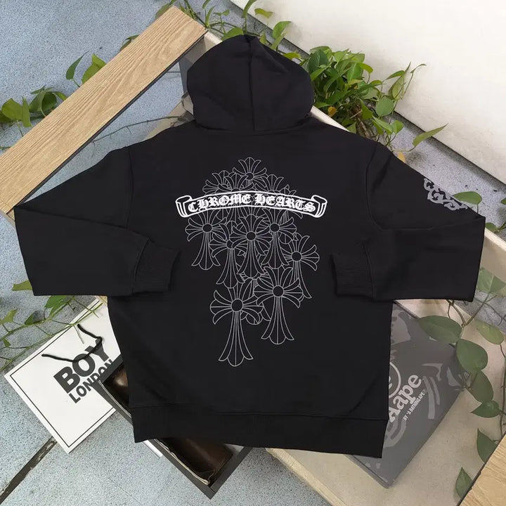 [BUNJANG] Chrome Hearts Logo Zip-up Hoodie / 크롬하츠 후드 집업 블랙색상 로고 후드