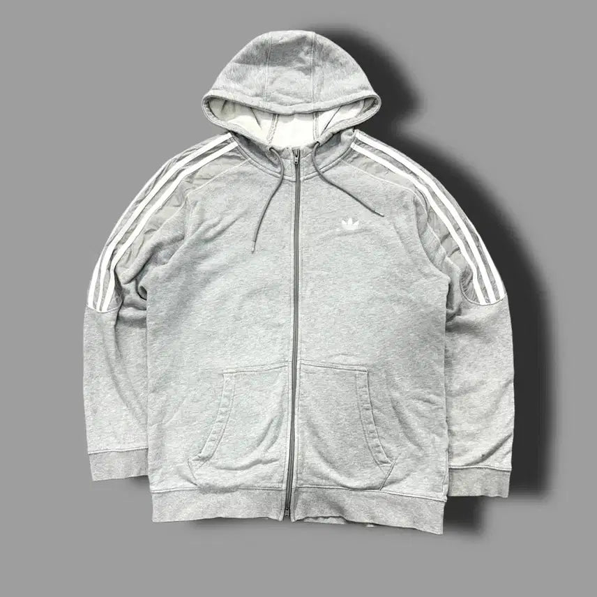 [BUNJANG] Adidas Firebird Hoodie Zip-up (Gray) - Size L / 아디다스 그레이 파이어버드 후드집업 L