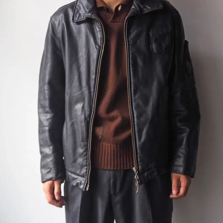 [BUNJANG] 1970s French Leather Pilot Jacket / 48) 70s 프렌치 레더 파일럿 자켓(민간용)