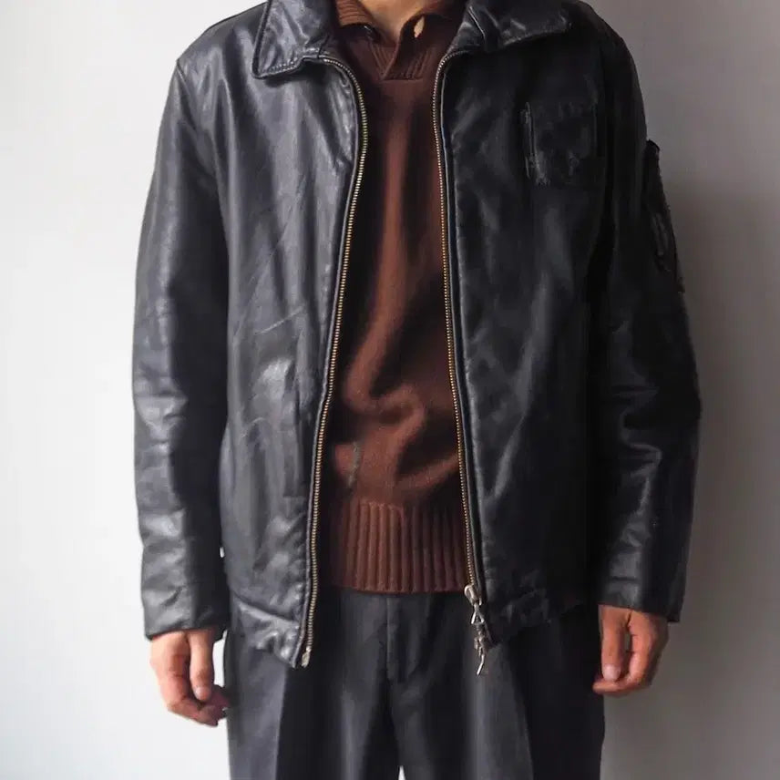 [BUNJANG] 1970s French Leather Pilot Jacket / 48) 70s 프렌치 레더 파일럿 자켓(민간용)