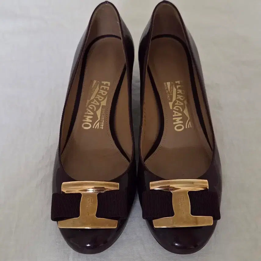 [BUNJANG] Salvatore Ferragamo Patent Leather Heels Burgundy / 페라가모 구두