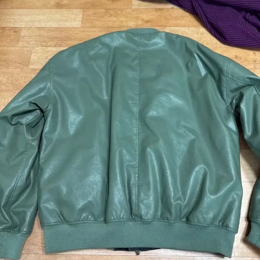 [BUNJANG] Birthday Suit Olive Leather Jacket (M) / 벌스데이수트 레더 올리브 자켓 M