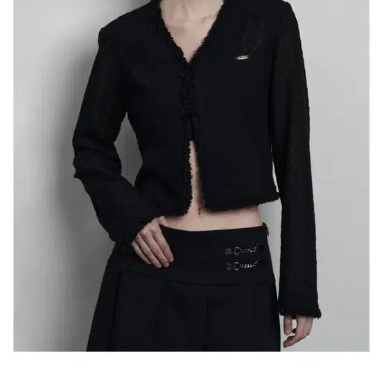 [SOLD OUT] 므넴 sheer tweed jacket (black)