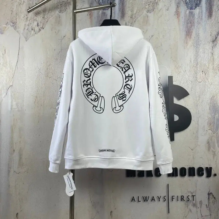 [BUNJANG] Chrome Hearts Big Logo Cross Hoodie Zip-up / 크롬하츠 후드 집업 화이트색상 빅로고 십자 후드티 남성