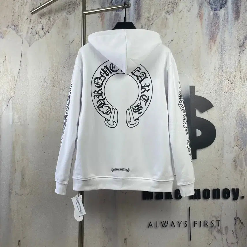 [BUNJANG] Chrome Hearts Big Logo Cross Hoodie Zip-up / 크롬하츠 후드 집업 화이트색상 빅로고 십자 후드티 남성