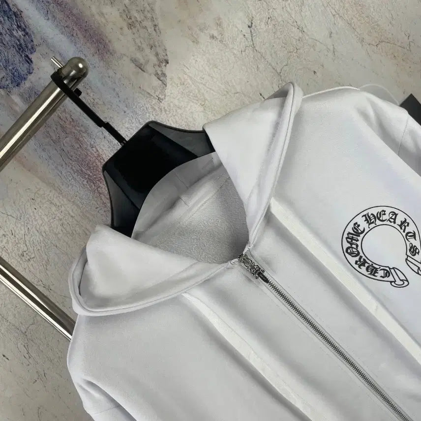 [BUNJANG] Chrome Hearts Big Logo Cross Hoodie Zip-up / 크롬하츠 후드 집업 화이트색상 빅로고 십자 후드티 남성
