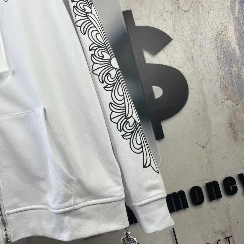 [BUNJANG] Chrome Hearts Big Logo Cross Hoodie Zip-up / 크롬하츠 후드 집업 화이트색상 빅로고 십자 후드티 남성