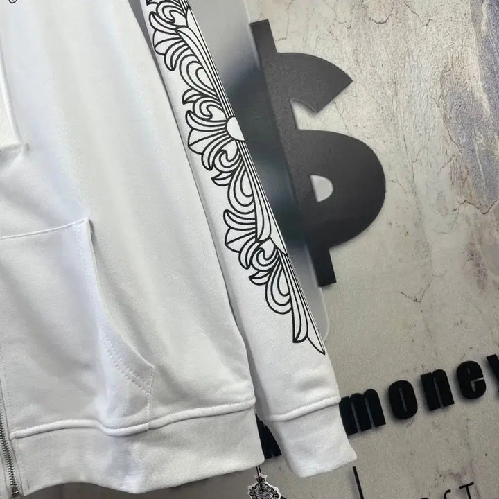 [BUNJANG] Chrome Hearts Big Logo Cross Hoodie Zip-up / 크롬하츠 후드 집업 화이트색상 빅로고 십자 후드티 남성