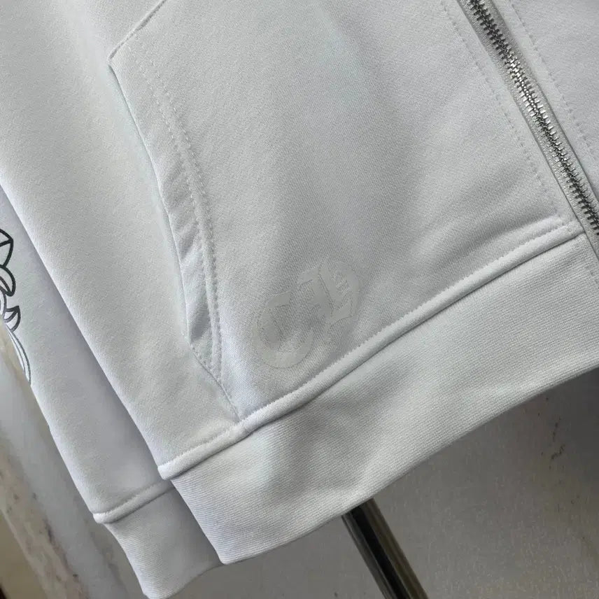 [BUNJANG] Chrome Hearts Big Logo Cross Hoodie Zip-up / 크롬하츠 후드 집업 화이트색상 빅로고 십자 후드티 남성