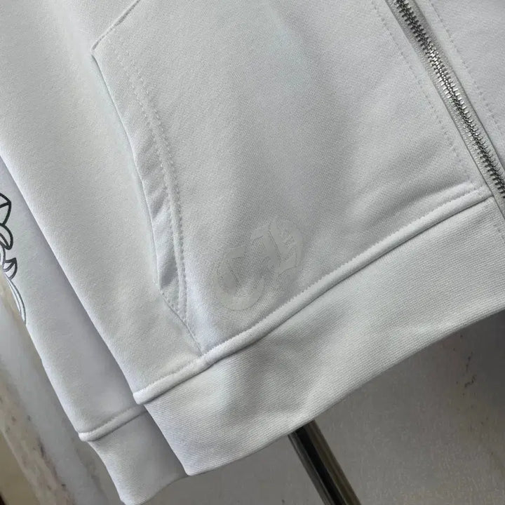 [BUNJANG] Chrome Hearts Big Logo Cross Hoodie Zip-up / 크롬하츠 후드 집업 화이트색상 빅로고 십자 후드티 남성