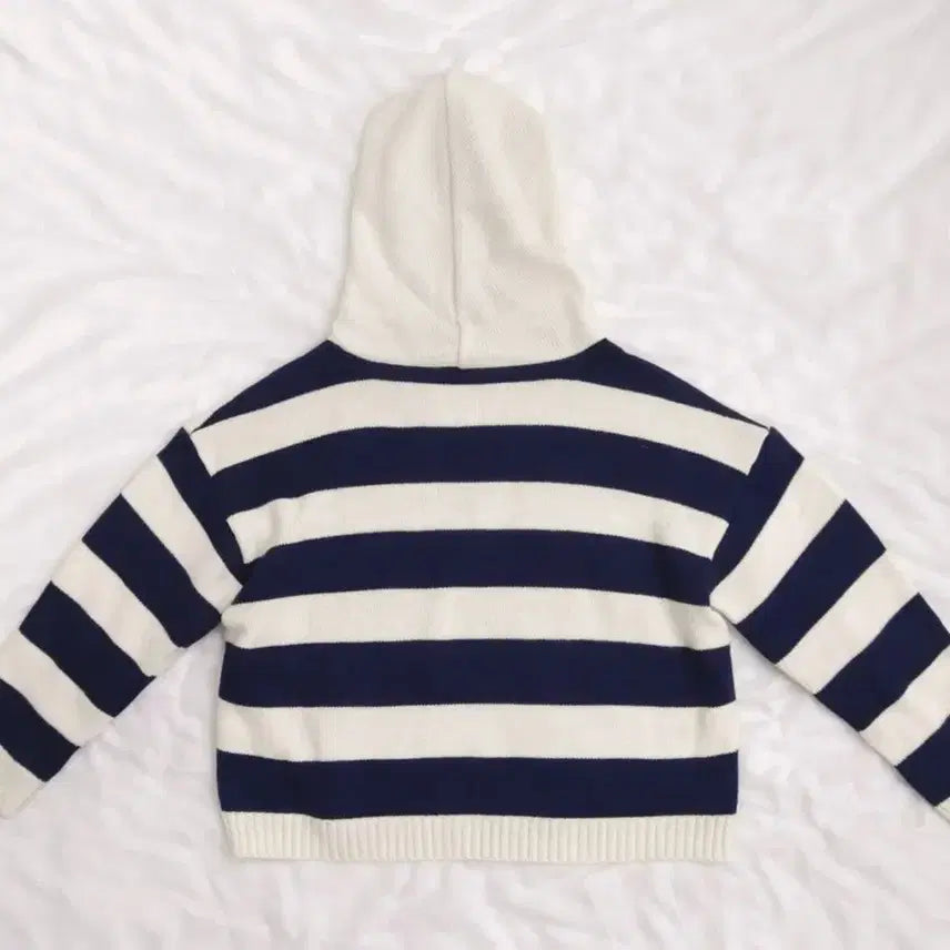 [BUNJANG] Striped Knit Hoodie / 긴팔 스트라이프 후드티 단가라 후드니트