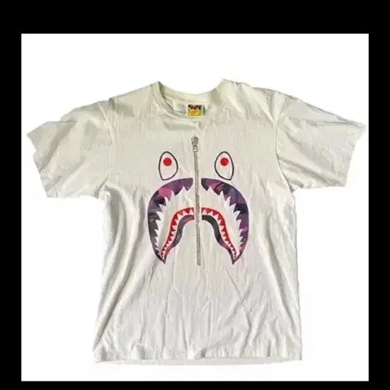 [BUNJANG] BAPE Shark T-Shirt White L / 베이프 샤크 반팔티 화이트 L