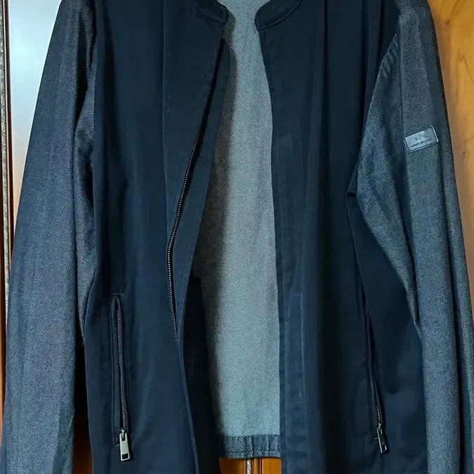 [BUNJANG] Armani Exchange Black Denim Color Block Jacket / 알마니 익스체인지 블랙 데님 배색 자켓 L