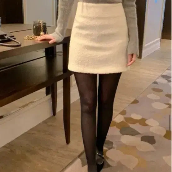 [BUNJANG] Renne Milk Alpaca Wool Mini Skirt / 렌느 밀크 알파카 울미니스커트