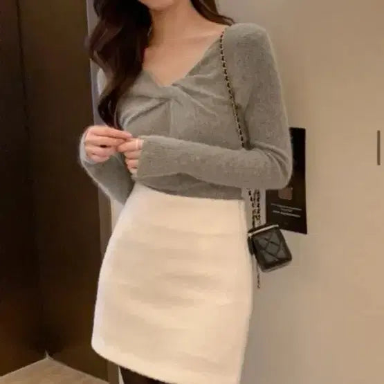 [BUNJANG] Renne Milk Alpaca Wool Mini Skirt / 렌느 밀크 알파카 울미니스커트