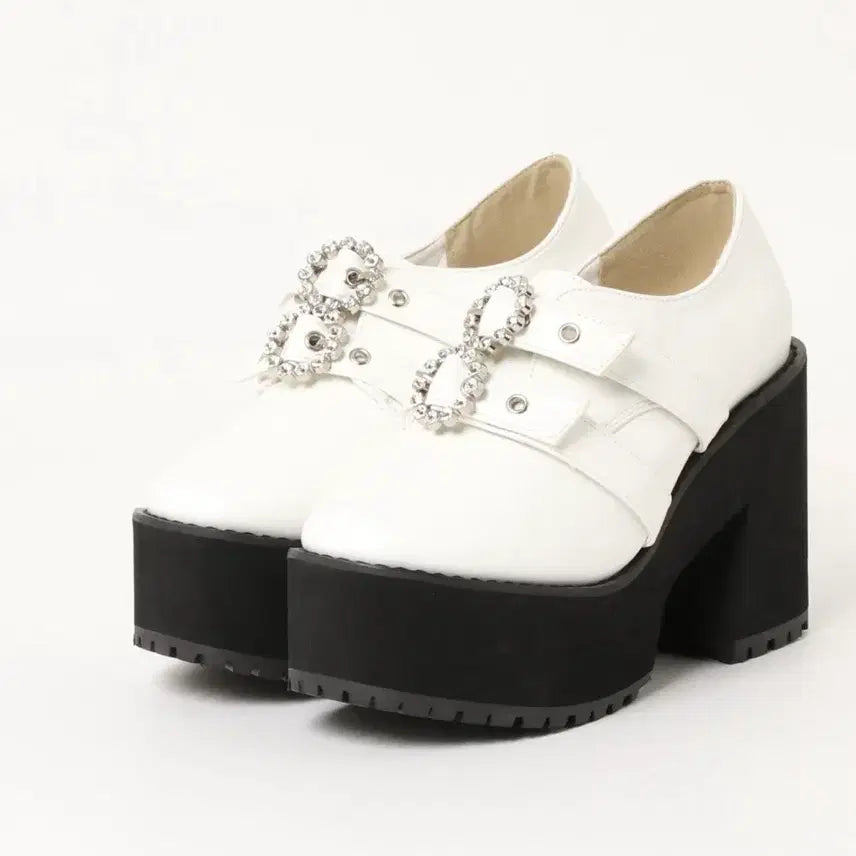 [BUNJANG] Ata Girl White Platform Heels / 아타걸 화이트 통굽 구두 양산형 지뢰계 버블즈 노에미