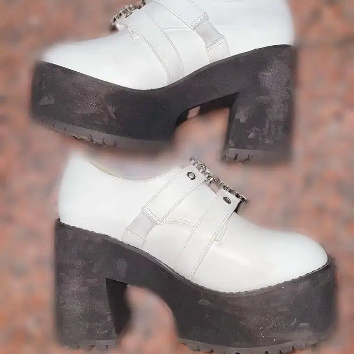 [BUNJANG] Ata Girl White Platform Heels / 아타걸 화이트 통굽 구두 양산형 지뢰계 버블즈 노에미
