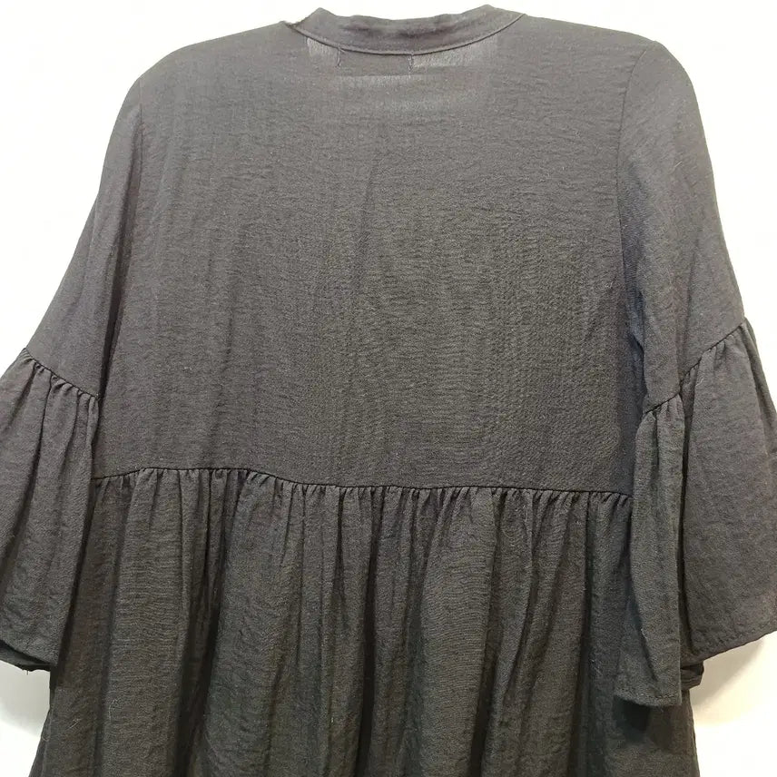 [BUNJANG] Black Frill Sleeve Blouse (80-85 Size) / 검정색 프릴 소매 블라우스80~85사이즈 여름   63014