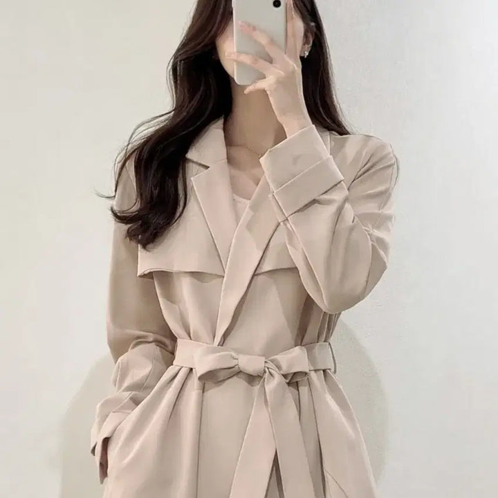 [BUNJANG] Focus Pink Beige Trench Coat / 새상품 포커스 핑크베이지 트렌치