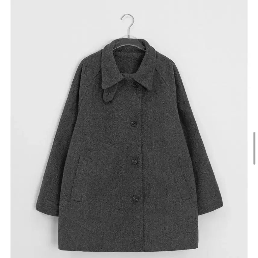 [BUNJANG] Baon High Neck Half Coat Charcoal / 바온 하이넥 하프코트 차콜
