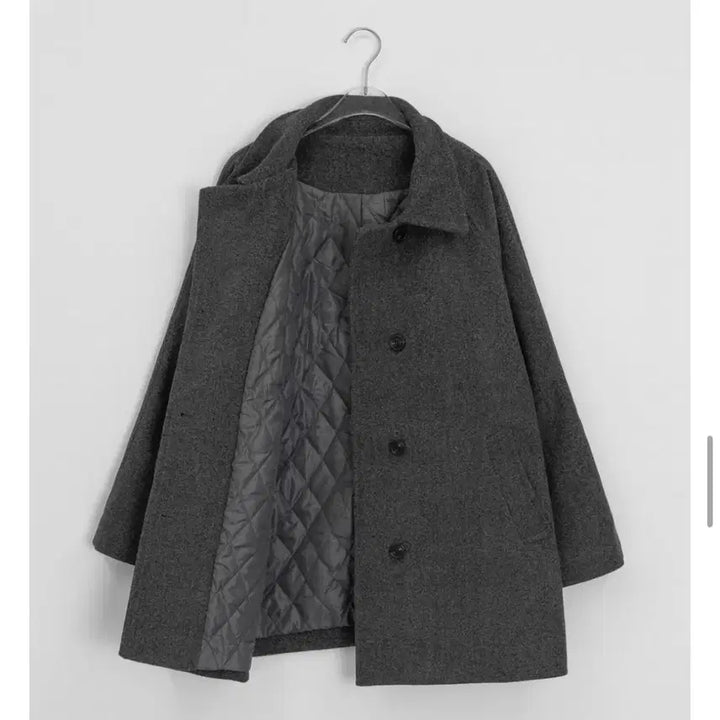 [BUNJANG] Baon High Neck Half Coat Charcoal / 바온 하이넥 하프코트 차콜