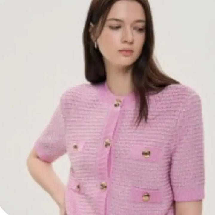 [BUNJANG] OBZEE Pink Tweed Knit Top / [ 한섬 ] OBZEE 오브제 핑크 트위드 탑