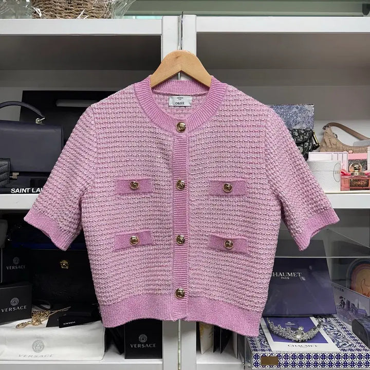 [BUNJANG] OBZEE Pink Tweed Knit Top / [ 한섬 ] OBZEE 오브제 핑크 트위드 탑