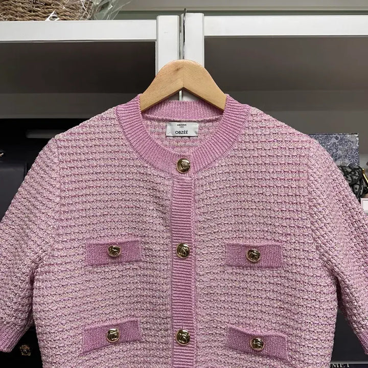 [BUNJANG] OBZEE Pink Tweed Knit Top / [ 한섬 ] OBZEE 오브제 핑크 트위드 탑