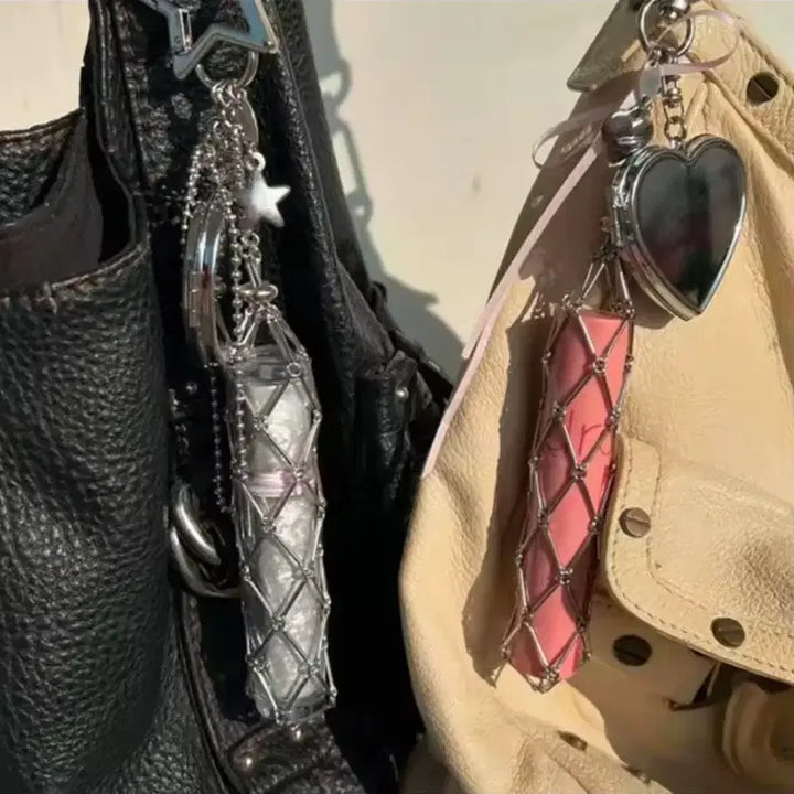 [BUNJANG] Y2K Stainless Steel Lipstick Storage Keychain / y2k재질 스테인리스 립스틱 보관 키링 1ea