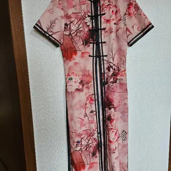 [BUNJANG] Floral Cheongsam Dress / 분홍 꽃무늬 치파오 원피스