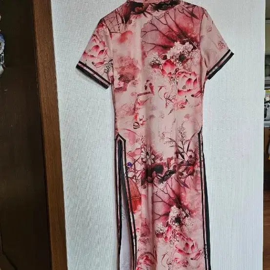 [BUNJANG] Floral Cheongsam Dress / 분홍 꽃무늬 치파오 원피스