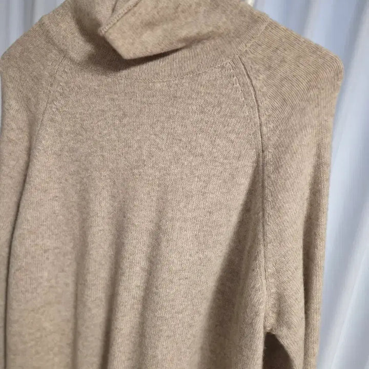 [BUNJANG] Turtleneck Knit Long Dress Beige / 터틀넥 니트 롱 원피스 베이지