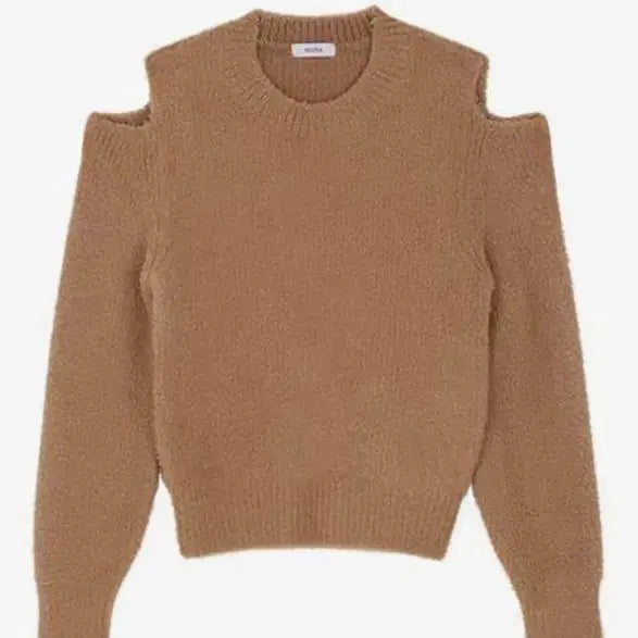 [BUNJANG] Shoulder Slit Wool Knit Brown Sweater / 어깨트임 울 니트 브라운