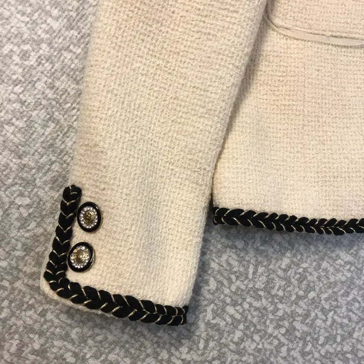 [BUNJANG] Minimal 2021 Tweed Jacket with Jewel Buttons / 미니멈 21년 트위드 자켓 79만원대 보석단추 파이핑 올드머니룩 출근룩