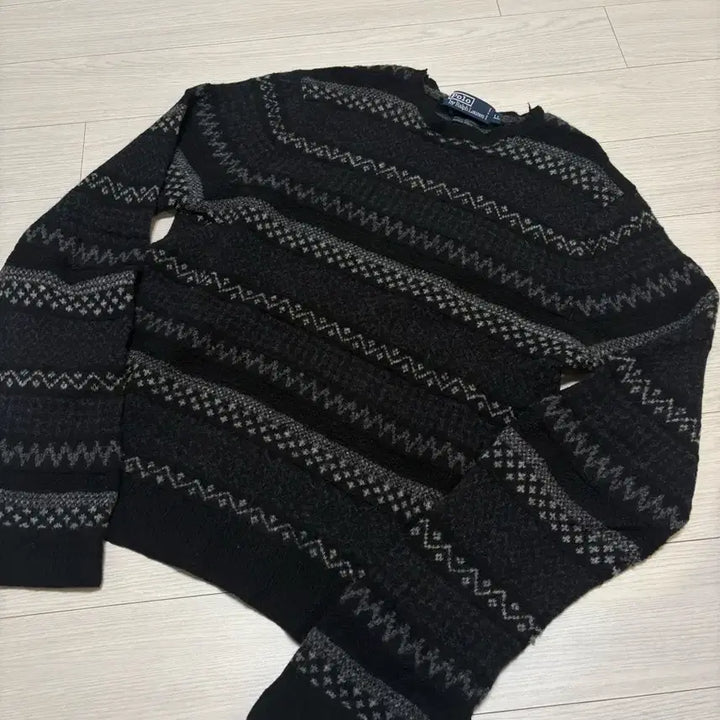 [BUNJANG] Ralph Lauren Fair Isle Black Knit Sweater / 빈티지 랄프로렌 페어아일 블랙 니트 스웨터 L사이즈(95)
