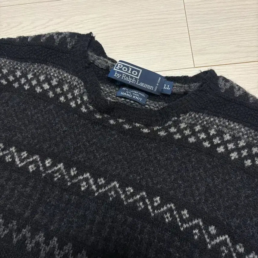 [BUNJANG] Ralph Lauren Fair Isle Black Knit Sweater / 빈티지 랄프로렌 페어아일 블랙 니트 스웨터 L사이즈(95)
