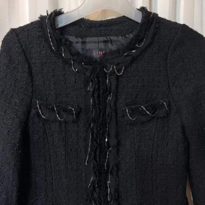 [BUNJANG] LINE Black Tweed Jacket Coat (Size 55) / LINE 블랙 트위드 자켓 코트 55 상태좋음